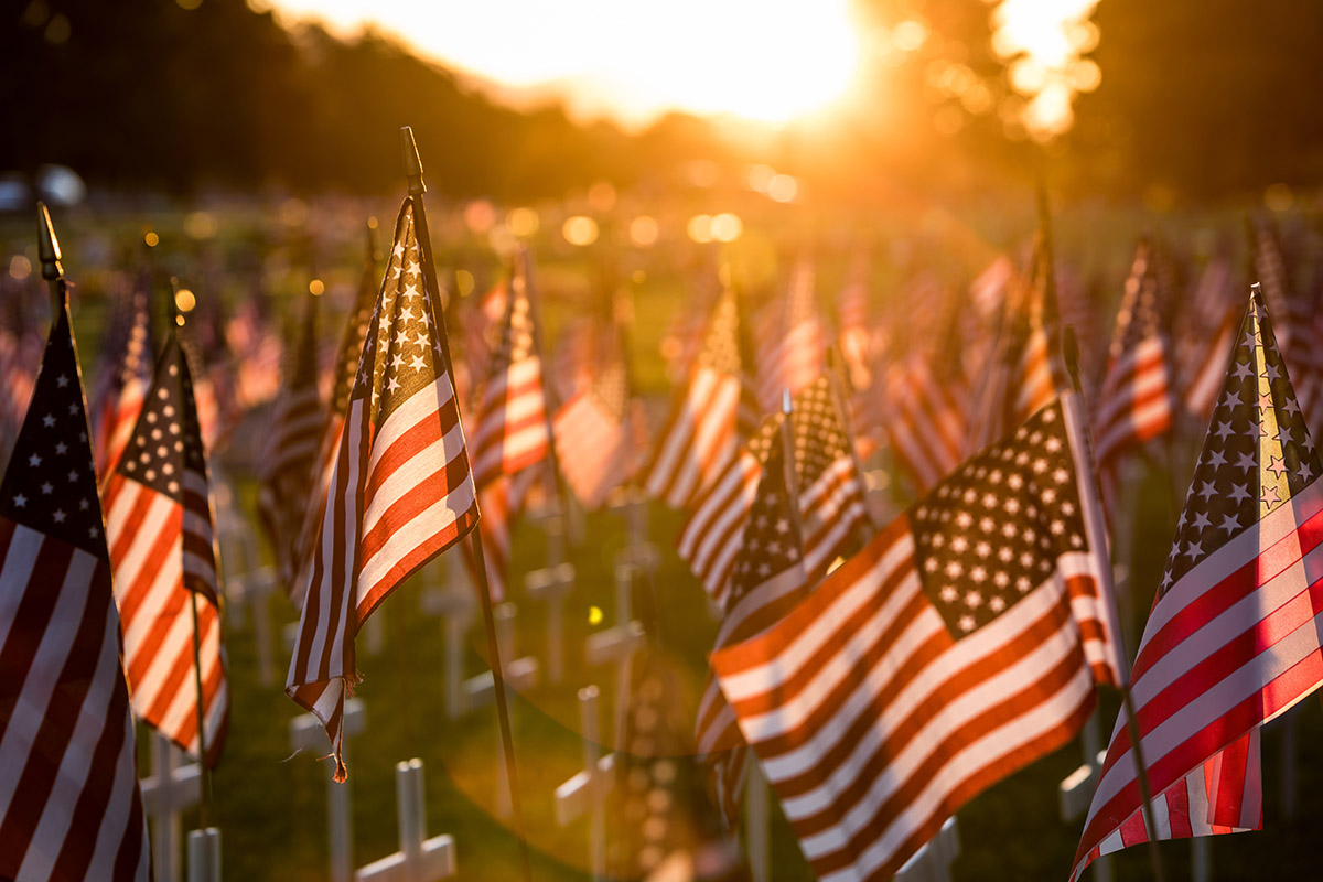 Memorial Day flags honoring veterans